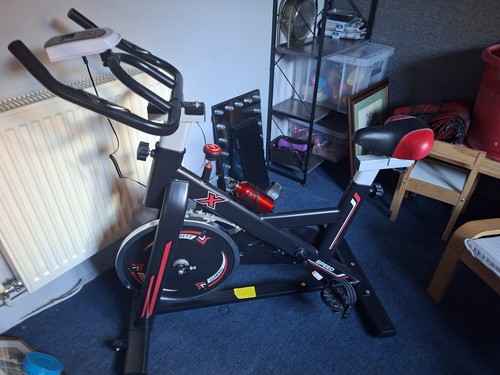 Upright indoor exercise bike - exercise,